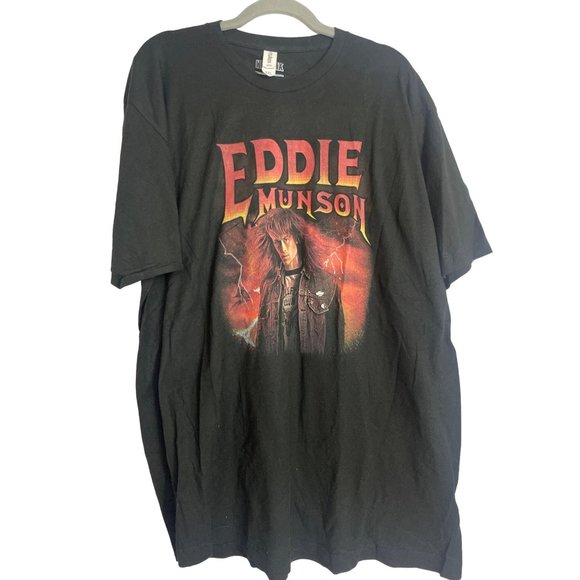 NETFLIX Mens‎ EDDIE MUNSON Stranger Things Black T-Shirt sz XXL NWOT - Picture 1 of 7
